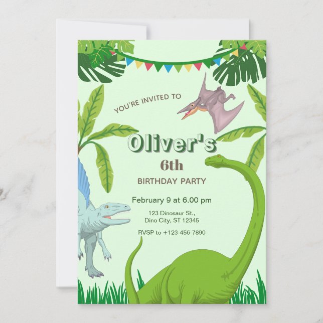 Invitation Dinosaur Birthday Party (Devant)