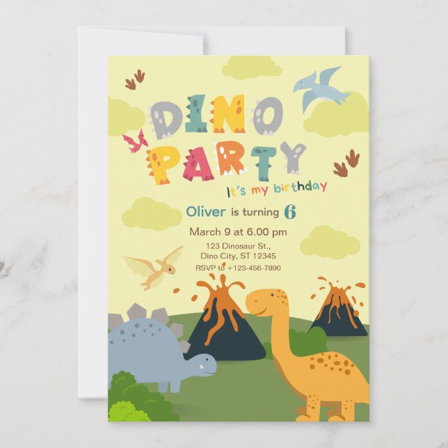 Invitation Dinosaur Birthday Party (Devant)