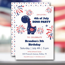 Dinosaur Boy Patriotique Feu d'artifice 4 juillet