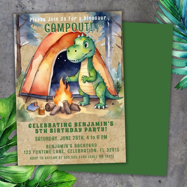 Invitation Dinosaur Camping Sleepover fête d'anniversaire (Créateur téléchargé)