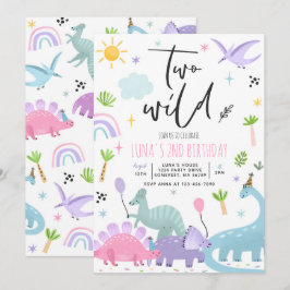 Invitation Dinosaur deux Wild 2e fête d'anniversaire