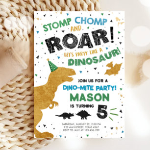 Invitation Dinosaur Dino Dig Boy T-Rex fête d'anniversaire