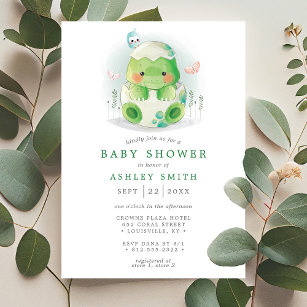 Invitation Dinosaur Egg Cute Watercolor Baby shower garçon