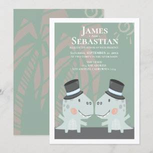 Invitation Dinosaur Gay moderne Mariage à deux pièces
