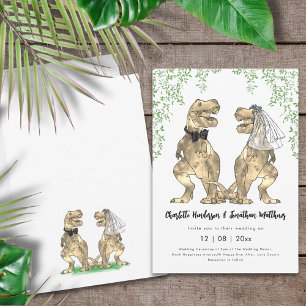 Invitation Dinosaur Mariage à thème T-Rex Mariée et Salle