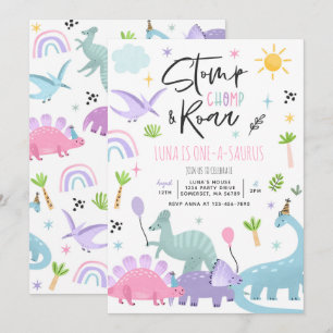 Invitation Dinosaur One-A-Saurs 1er Anniversaire Fête Invitat