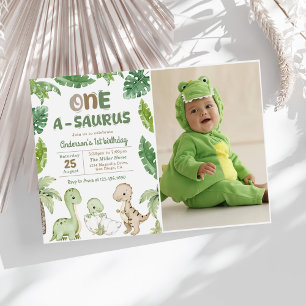 Invitation Dinosaur One-A-Saurus 1ère fête d'anniversaire Pho