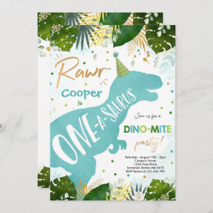 Invitation Dinosaur One-A-Saurus Party Dinosaure 1er annivers