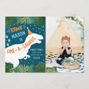 Invitation Dinosaur One-A-Saurus RAWR 1er Anniversaire