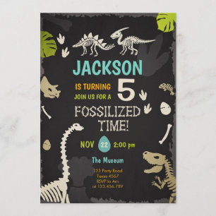 Invitation Dinosaur Party Boy Fossil Dino Dig Anniversaire