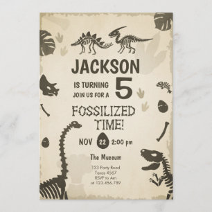 Invitation Dinosaur Party Boy Fossil Dino Dig Anniversaire