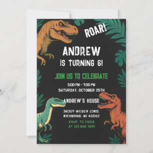 Invitation Dinosaur personnalisé T-Rex fête anniversaire dino