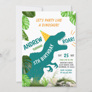 Invitation Dinosaur personnel TRex Anniversaire pour garçon