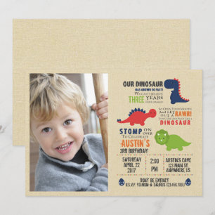 Invitation Dinosaur Photo Anniversaire Inviations