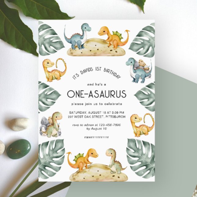 Invitation Dinosaur Premier anniversaire Oneasaurus Party (Créateur téléchargé)