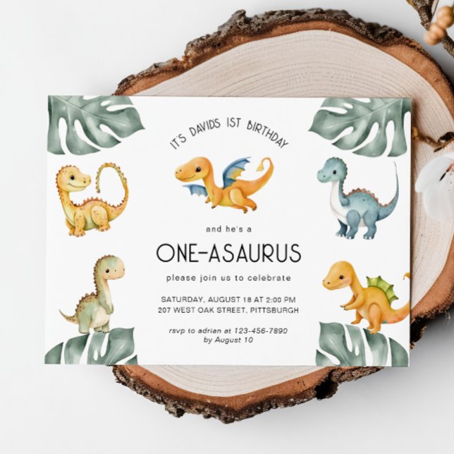 Invitation Dinosaur Premier anniversaire Oneasaurus Party (Créateur téléchargé)