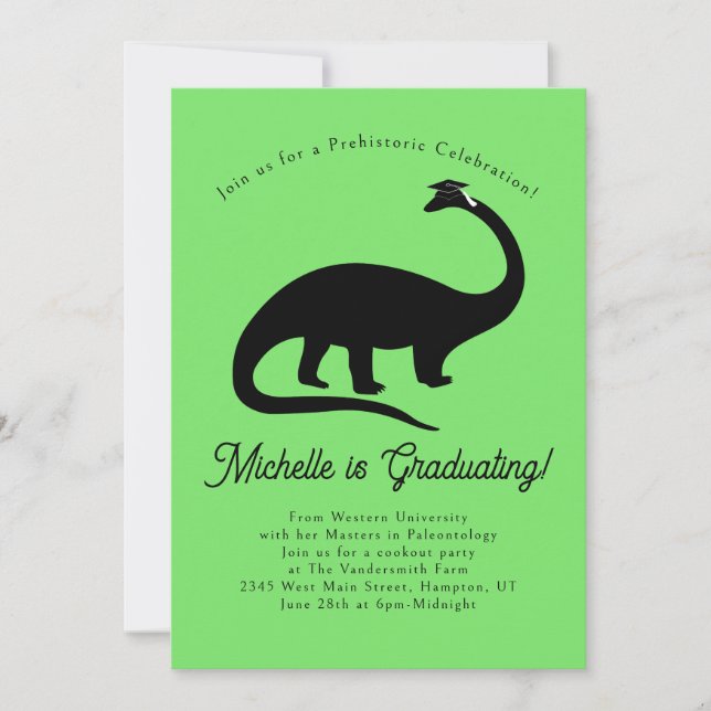 Invitation Dinosaur Silhouette Graduation Party (Devant)