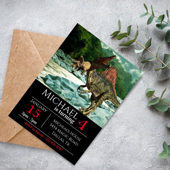 Invitation Dinosaur Spinosaurus Paysage fête d'anniversaire (Créateur téléchargé)