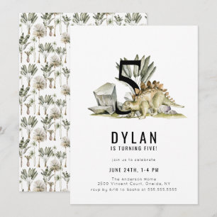 Invitation Dinosaur Thème 5ème anniversaire fête
