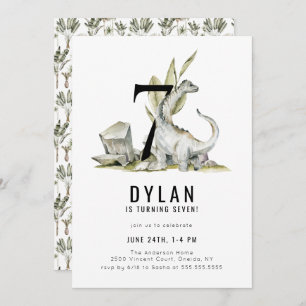 Invitation Dinosaur Thème 7ème anniversaire