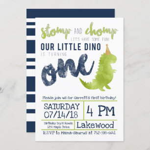 Invitation Dinosaur thème Boy Navy