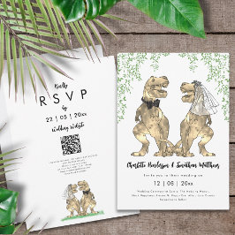 Invitation Dinosaur thème Mariage QR Code