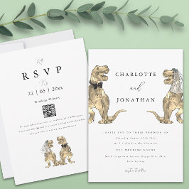 Invitation Dinosaur Thème Mariage QR code