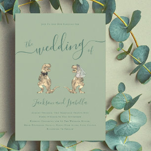 Invitation Dinosaur Thème Mariage Sage Green