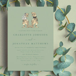 Invitation Dinosaur Thème Mariage Sage Green