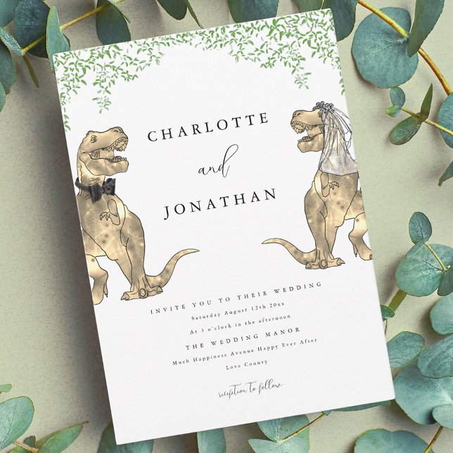 Invitation Dinosaur Thème Mariage Verdure (Dino theme wedding invitation)