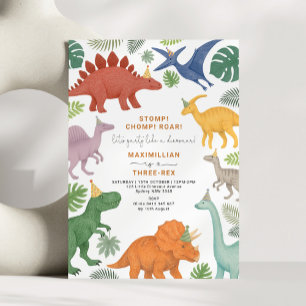 Invitation Dinosaur Trois Rex Boy Anniversaire