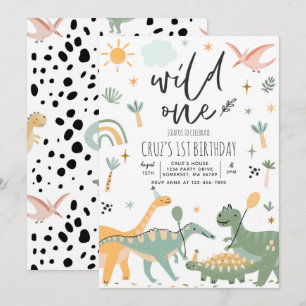 Invitation Dinosaur Wild One 1ère fête d'anniversaire T-Rex