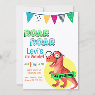 Invitation Dinosaur Young Wild anniversaire