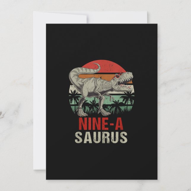 Invitation Dinosaure 9 ans Anniversaire 9e T Rex Dino 9 Saur (Devant)