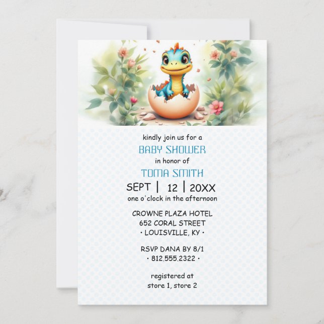 Invitation Dinosaure à partir d'Oeuf (Devant)