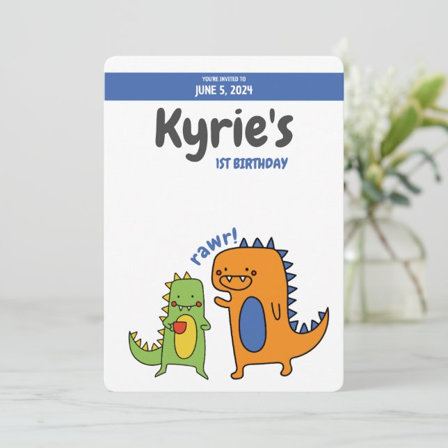 Invitation Dinosaure Anniversaire Invitation, jurassique, tre (Debout devant)