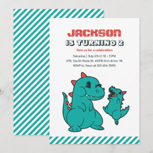 Invitation Dinosaure Bébé T-rex mignon Et Anniversaire de enf