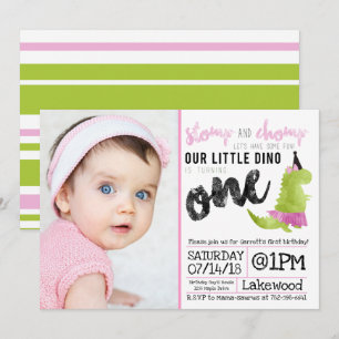 Invitation Dinosaure d'anniversaire de Stomp et Chomp Little 