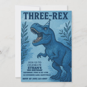 Invitation Dinosaure de la Jungle Trois Rex Anniversaire