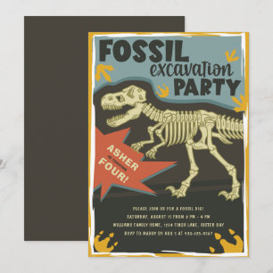 Invitation Dinosaure d'excavation des fossiles fête d'anniver