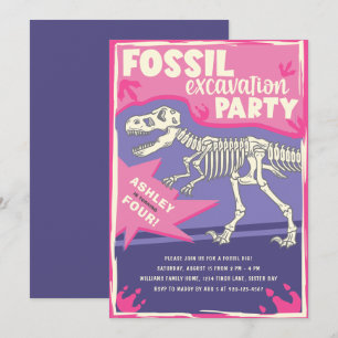 Invitation Dinosaure d'excavation des fossiles fête d'anniver