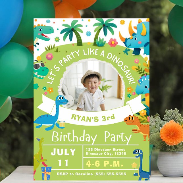 Invitation Dinosaure Fun Roaring Anniversaire (Dinosaur Birthday Invitation.)