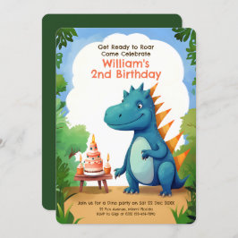 Invitation Dinosaure mignon avec gâteau | Anniversaire de enf