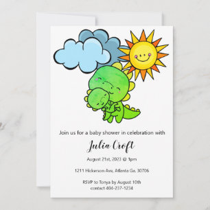 Invitation Dinosaure Neutre Genre Baby shower Cute Invitatiat