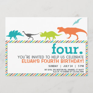 Invitation Dinosaure Neutre moderne Silhouette Anniversaire I