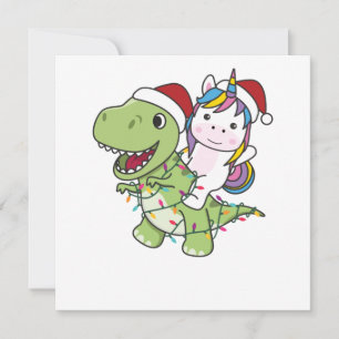 Invitation Dinosaure Noël Licorne Hiver T-Rex Dino