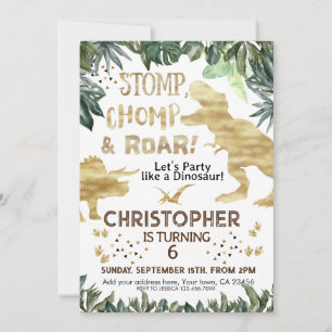 Invitation Dinosaure or mignon Anniversaire de enfant Dino Tr