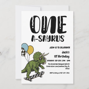 Invitation Dinosaure Premier Anniversaire, Skateboard Dinos 1
