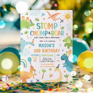 Invitation Dinosaure Stomp Chomp Et Roar T-Rex Anniversaire