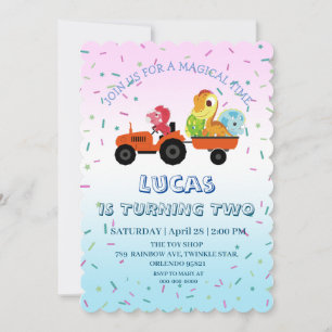 Invitation Dinosaure tracteur Camion fête d'anniversaire do-i